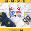Patriotic Cat Svg 4th of July Svg Cat with Sunglasses Cut Files Kitten Face Svg Dxf Eps Png Boys USA Clipart America Cricut Silhouette Design 624 .jpg