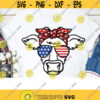 Patriotic Cow svg 4th of July Cow Independence Day Cow svg Cow Png Cow cut file Cow with Flowers on Head Cute Cow svg
