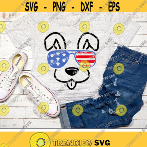 Patriotic Dog Svg 4th of July Svg Dog Face Cut Files Puppy with Sunglasses Svg Dxf Eps Png USA Clipart America Svg Cricut Silhouette Design 858 .jpg