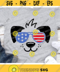 Patriotic Dog Svg 4th of July Svg Dog Face Cut Files USA Svg Puppy with Sunglasses Svg Dxf Eps Png Boys Shirt Design Cricut Silhouette Design 250 .jpg