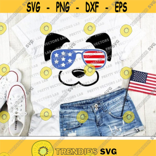 Patriotic Dog Svg 4th of July Svg Puppy Face Cut Files Dog with Sunglasses Svg Dxf Eps Png USA Shirt Design America Cricut Silhouette Design 859 .jpg