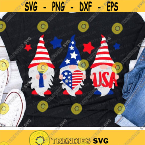 Patriotic Gnomes Svg 4th of July Svg American Gnome Cut File I Love USA Svg Dxf Eps Png Memorial Day Clipart Summer Cricut Silhouette Design 2172 .jpg