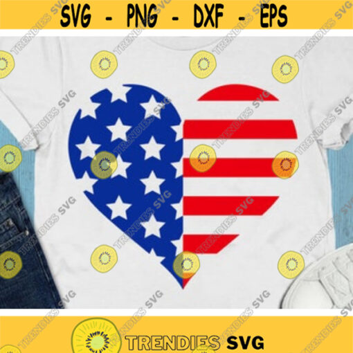 Patriotic Heart Svg 4th of July Svg American Flag Heart Svg Love USA Svg Dxf Eps Png Memorial Day Summer Cricut Silhouette Cut files Design 669 .jpg
