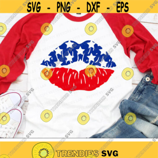 Patriotic Lips Svg 4th of July Cut Files American Flag Lips Svg USA Svg Dxf Eps Png Women Clipart Girls Summer Svg Silhouette Cricut Design 2192 .jpg