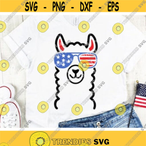Patriotic Llama Svg 4th of July Svg USA Llama Face Svg Dxf Eps Png Funny Alpaca Cut Files Independence Day Clipart Silhouette Cricut Design 798 .jpg