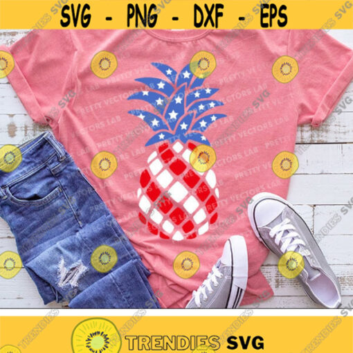 Patriotic Pineapple Svg 4th of July Svg American Flag Pineapple Svg Dxf Eps Png USA Cut Files Girls Summer Clipart Cricut Silhouette Design 723 .jpg