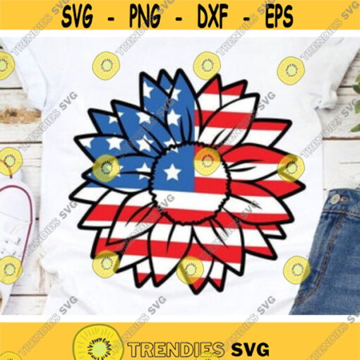 Patriotic Sunflower Svg 4th of July Svg American Flag Svg USA Svg Dxf Eps America Svg Memorial Day Girls Silhouette Cricut Cut Files Design 9 .jpg