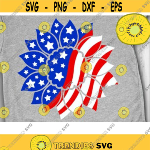 Patriotic Sunflower Svg America Sunflower Svg USA Flag Flower Svg USA Clipart svg dxf png eps Cut files Design 31 .jpg
