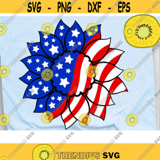 Patriotic Sunflower Svg America Sunflower Svg USA Flag Svg USA Clipart svg dxf png eps Cut files Design 958 .jpg