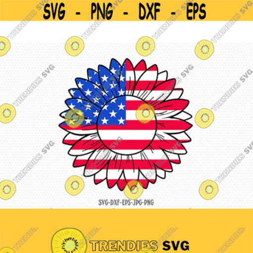Patriotic Sunflower Svg USA svg American Flag SVG Flag svg 4th of July Svg America Svg Cricut Silhouette Cut File svg dxf Design 330