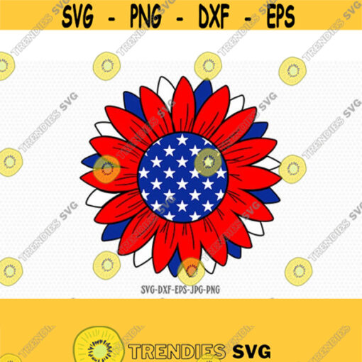 Patriotic Sunflower Svg USA svg American Flag SVG Flag svg 4th of July Svg America Svg Cricut Silhouette Cut File svg dxf Design 585