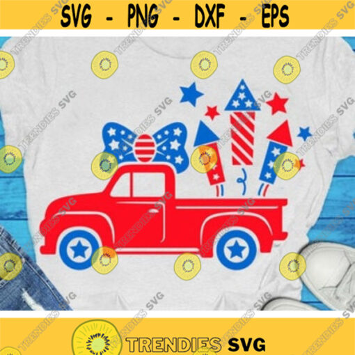 Patriotic Truck Svg 4th of July Svg American Old Truck Svg Dxf Eps Girls Shirt Design Fireworks Svg USA Silhouette Cricut Cut Files Design 179 .jpg