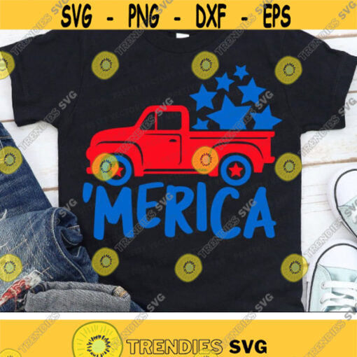 Patriotic Truck Svg 4th of July Svg American Truck Svg Dxf Eps Png Merica Cut Files USA Old Truck Clip Art Kids Svg Silhouette Cricut Design 1614 .jpg