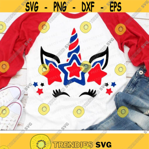 Patriotic Unicorn Svg 4th of July Svg Girls USA Cut Files American Unicorn Face Svg Independence Day Svg Dxf Eps Png Silhouette Cricut Design 1662 .jpg