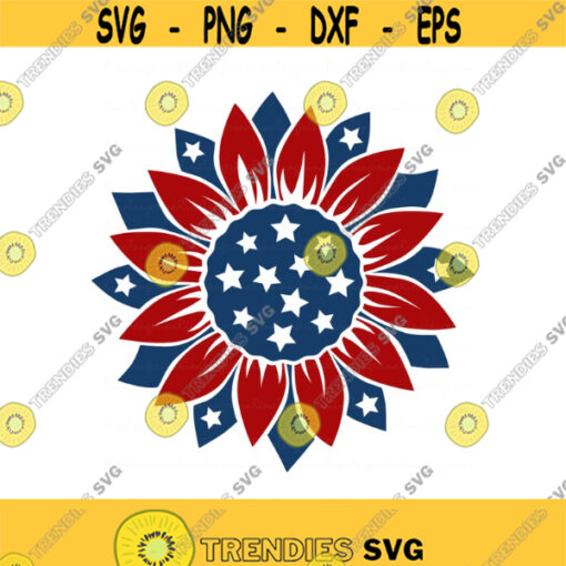 Patriotic sunflower svg sunflower svg american svg 4th of July svg png dxf Cutting files Cricut Cute svg designs card Independence Day Design 384