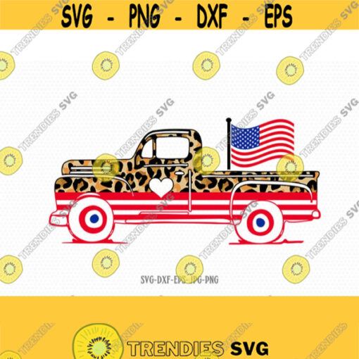 Patriotic vintage old truck svg american flag svg cheetah leopard 4th of July truck Svg Patriotic SVG svg for Cricut Silhouette dxf png Design 622