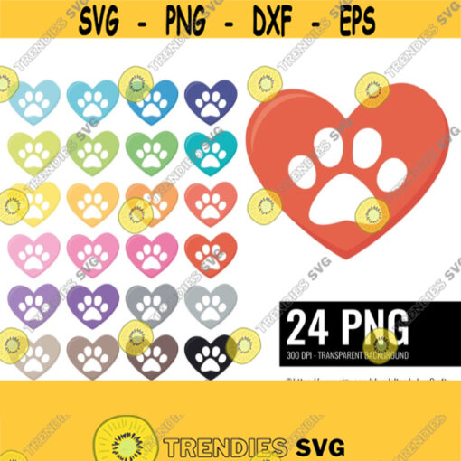 Paw Heart Clipart. Digital Vet Reminder Clip Art. Heart Paw Prints Icons. Pet Dog Cat Planner Printable Stickers. Instant download PNG Design 382