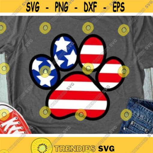 Paw Print American Flag Svg 4th of July Svg USA Paw Svg Dxf Png Dog Mom Svg Dog Dad Independence Day Svg Silhouette Cricut Cut Files Design 586 .jpg