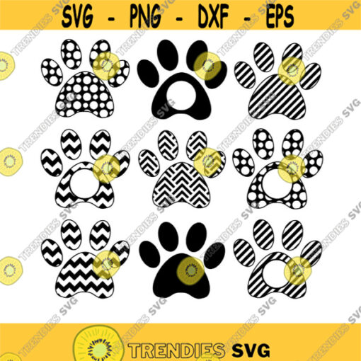 Paw Print SVG Paw Print Monogram Dog Paw SVG Die Cuts Cutting File Vinyl Cutter Monogram Frames Dog Paw Monogram Commercial Use. .jpg