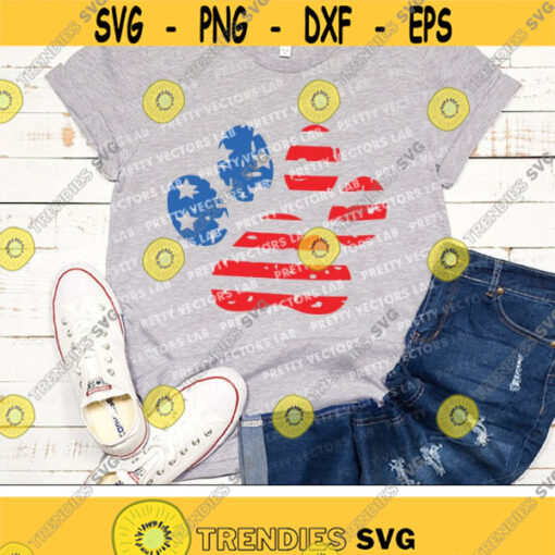 Paw Print Svg 4th of July Svg American Flag Svg Dog Mom Cut File USA Grunge Paw Svg Dxf Eps Png Cat Lover Clipart Silhouette Cricut Design 1773 .jpg