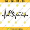 Paw Print heartbeat SVG dog paw print and heart Svg Silhouette svg eps PNG DXF svg files for cricut.