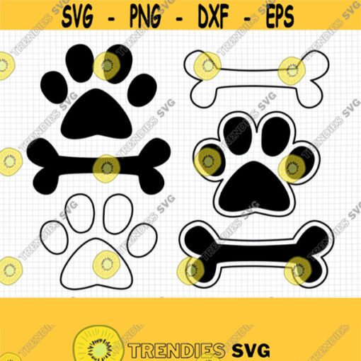 Paw Prints SVG Bundle. Dog Paws SVG. Paw Monogram Cut Files. Pet Paw Prints and Bones PNG Clipart. Paw Instant Download dxf eps jpg pdf Design 844