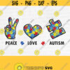 Peace Love Autism Svg File Autism Mom Svg Autism Heart Svg Autism Awareness Autism Puzzle Svg Autism Svg Cutting FileDesign 270