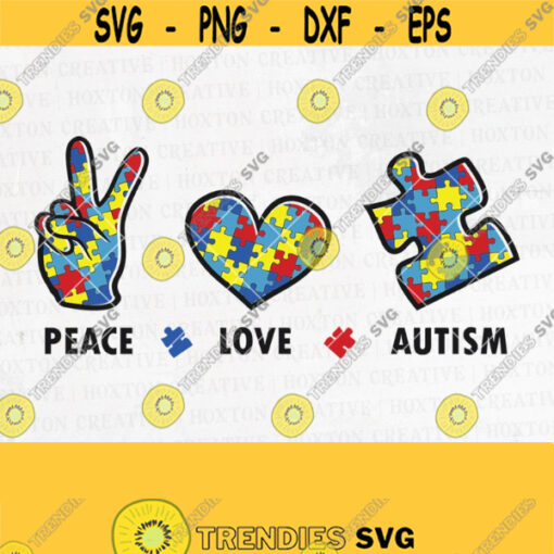 Peace Love Autism Svg File Autism Mom Svg Autism Heart Svg Autism Awareness Autism Puzzle Svg Autism Svg Cutting FileDesign 270