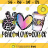 Peace Love Coffee PNG Leopard Color Sublimation Print Direct Print File Coffee Sublimation Funny Quotes Mom Sublimation Designs PNG Design 531 .jpg