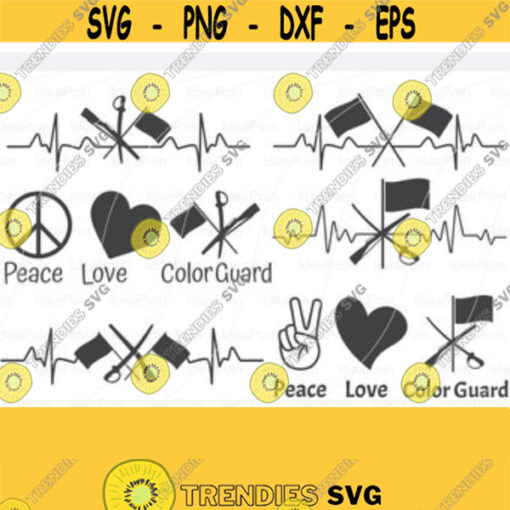 Peace Love Color Guard svg Color Guard Svg File Pulse Color Guard heartbeatColor Guard svg Marching Band svgColor Guard Rifle Flag Svg