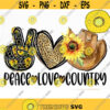 Peace Love Country PNG Sublimation Print Direct Print File Southern Designs Kindness Designs Be Kind Positive Quotes Sunflower Design 473 .jpg