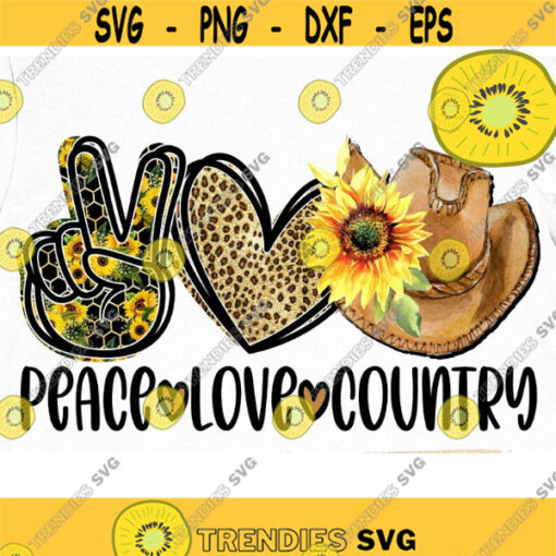 Peace Love Country PNG Sublimation Print Direct Print File Southern Designs Kindness Designs Be Kind Positive Quotes Sunflower Design 473 .jpg