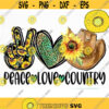 Peace Love Country PNG Sublimation Print Direct Print File Southern Designs Kindness Designs Be Kind Positive Quotes Sunflower Design 726 .jpg