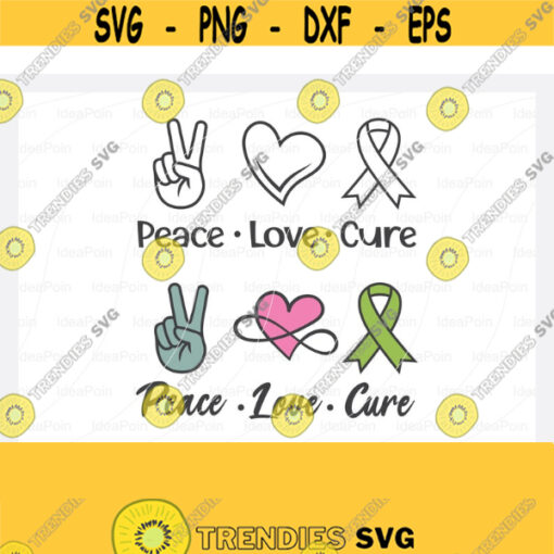 Peace Love Cure Svg file Cancer Ribbon Svf Peace Love SVG Awareness Ribbon SVG file Cancer SVG Ribbon silhouette Breast CancerCameo
