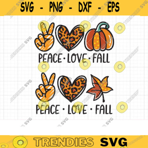 Peace Love Fall SVG Sublimation PNG Autumn Pumpkin Maple Leaf Leopard Print Heart Fall Lover Svg Dxf Cut Files for Cricut Commercial Use copy