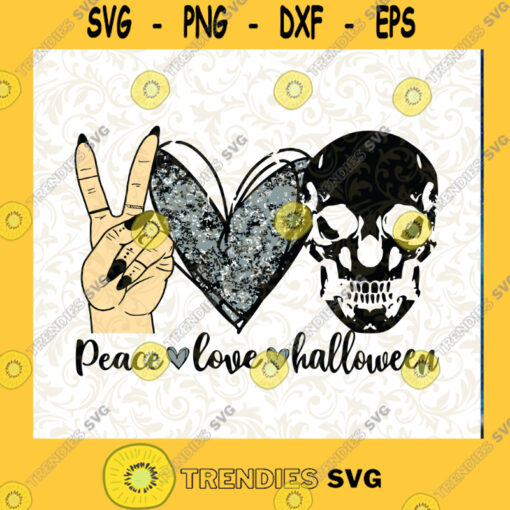 Peace Love Halloween Skull PNG DIGITAL DOWNLOAD for sublimation or screens Cutting Files Vectore Clip Art Download Instant