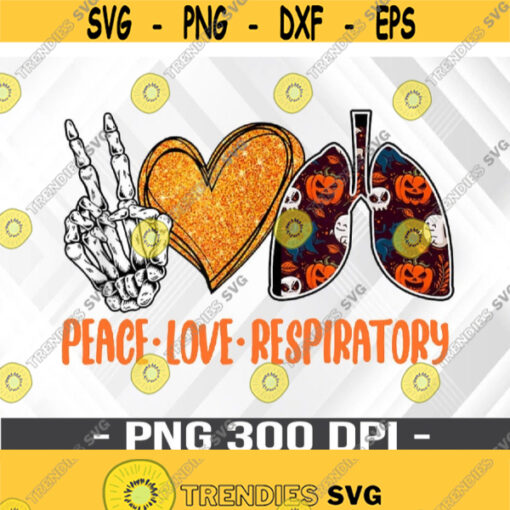 Peace Love Respiratory Respiratory Therapy Halloween Ghost Apparel Golden Heart Clothes Halloween Pumpkin Outfit PNG Digital Download Design 361