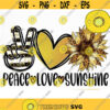 Peace Love Sunshine Gold PNG Sublimation Print Direct Print File Summer PNG Kindness Designs Be Kind Positive Quotes Sunflower Design 637 .jpg