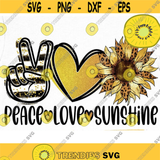 Peace Love Sunshine Gold PNG Sublimation Print Direct Print File Summer PNG Kindness Designs Be Kind Positive Quotes Sunflower Design 637 .jpg