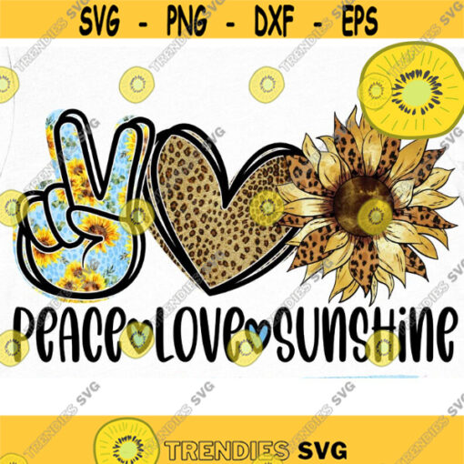 Peace Love Sunshine Leopard PNG Sublimation Print Direct Print File Summer PNG Kindness Designs Be Kind Positive Quotes Sunflower Design 371 .jpg