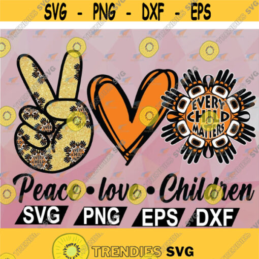 Peacle Love Children Every Child Matters Every Child Counts Indigenous Community Cut File svg png eps dxf Design 80