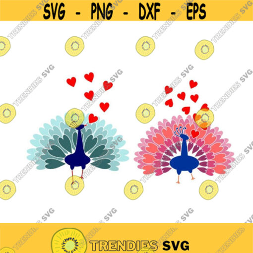Peacock Hearts Pack Cuttable Design SVG PNG DXF eps Designs Cameo File Silhouette Design 1393