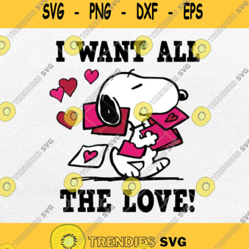 Peanuts Snoopy All The Love Valentines Svg Png Silhouette Cricut