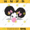 Peekaboo Bubble Gum Girl SVG Clipart Peeking Girl with Bubble Gum Black Girl Afro Puff Hair Girl Blowing Bubble Gum SVG files DXF Clipart copy
