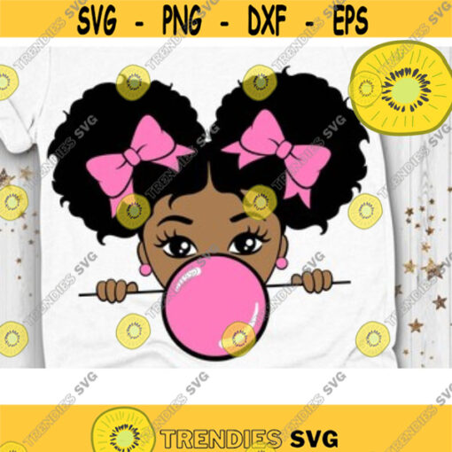 Peekaboo Girl with puff Afro Ponytails svg Peek a boo svg African American girl Popping gum Svg Cut File Svg Dxf Eps Png Design 156 .jpg