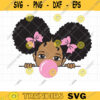 Peeking Black Girl Blowing Bubble Gum SVG Cute peeking African American Girl Kid with Afro Puff Hairstyle Pink Bubble Gum Svg PNG Clipart copy