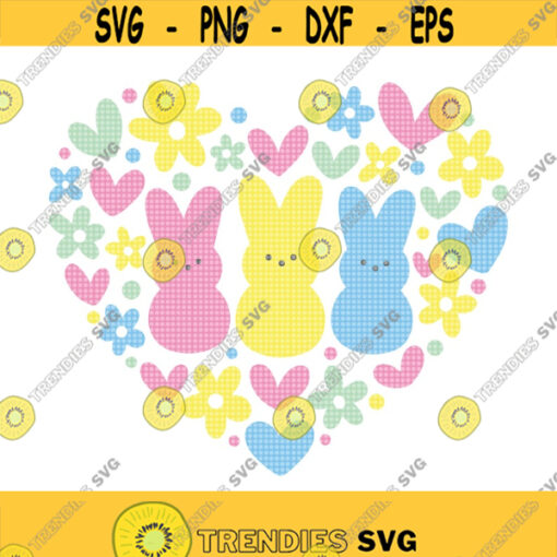 Peeps Floral Heart SVG Easter Peeps SVG Peeps Svg Marshmallow Bunnies Svg Bunny Peeps Svg Spring Heart Svg Spring Svg Floral Heart Design 161