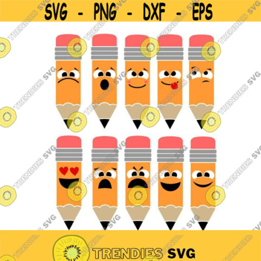 Pencil Emoji Back To School Cuttable Design SVG PNG DXF eps Designs Cameo File Silhouette Design 703