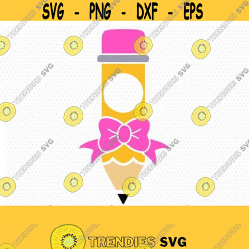 Pencil SVG Pencil with bow SVG Teacher SVG back to school svg Pencil Monogram frames for CriCut Silhouette cameo Files svg jpg png dxf Design 701