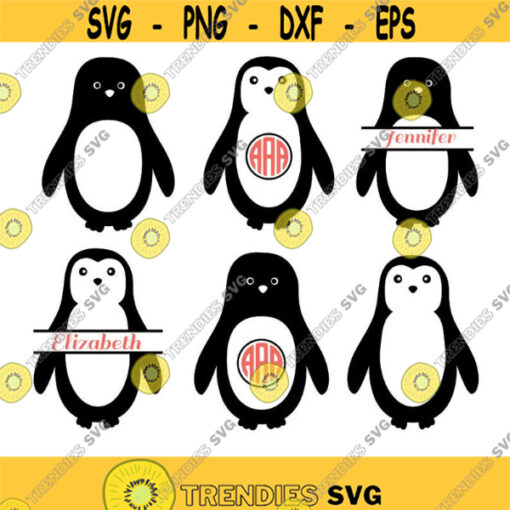 Penguin SVG Files Penguin Monogram SVG Penguin Cutting Files Animal Svg Penguin Silhouette Penguin Cricut Files svg dxf eps png. .jpg